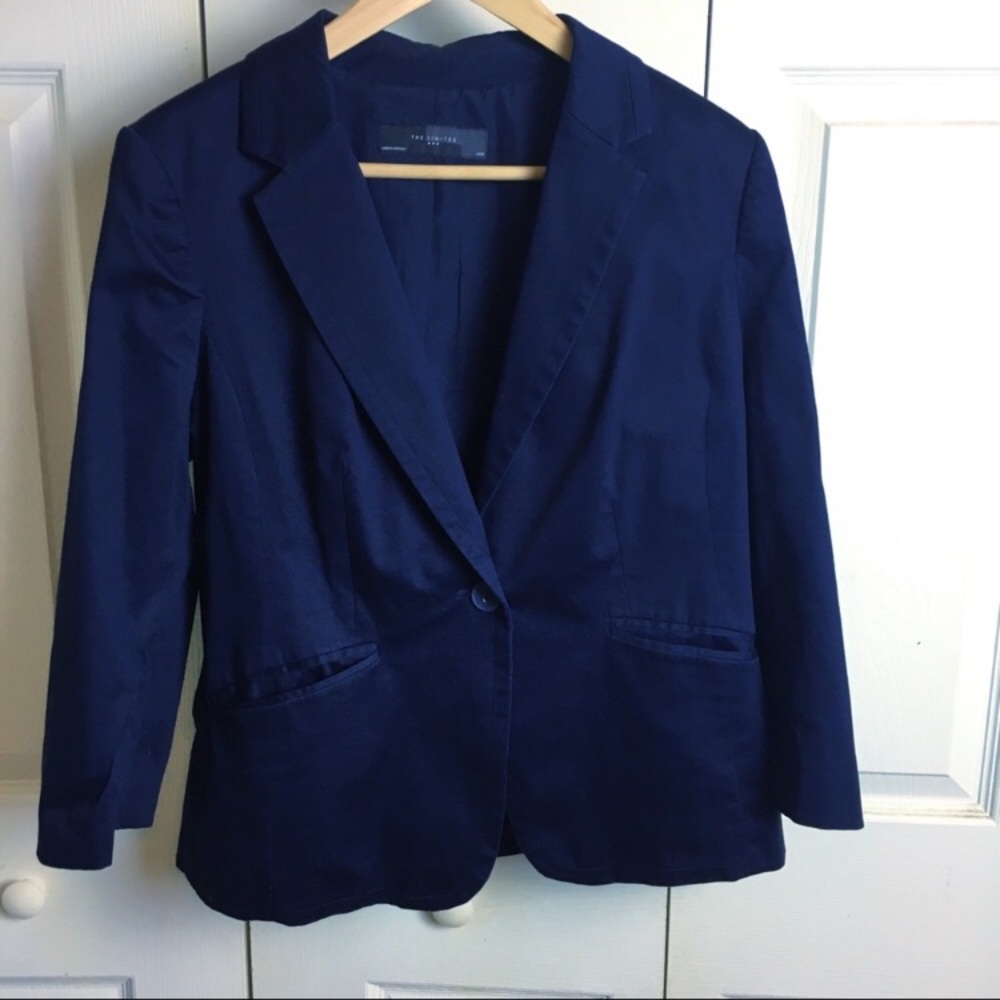 The Limited Navy Blue Cotton Stretch blazer